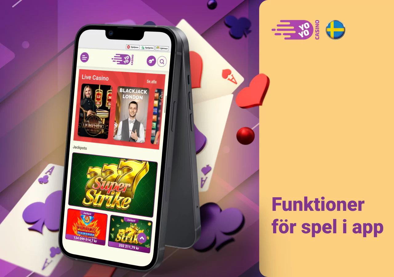 Stort utbud av spel i YoYo Casinos mobilapp